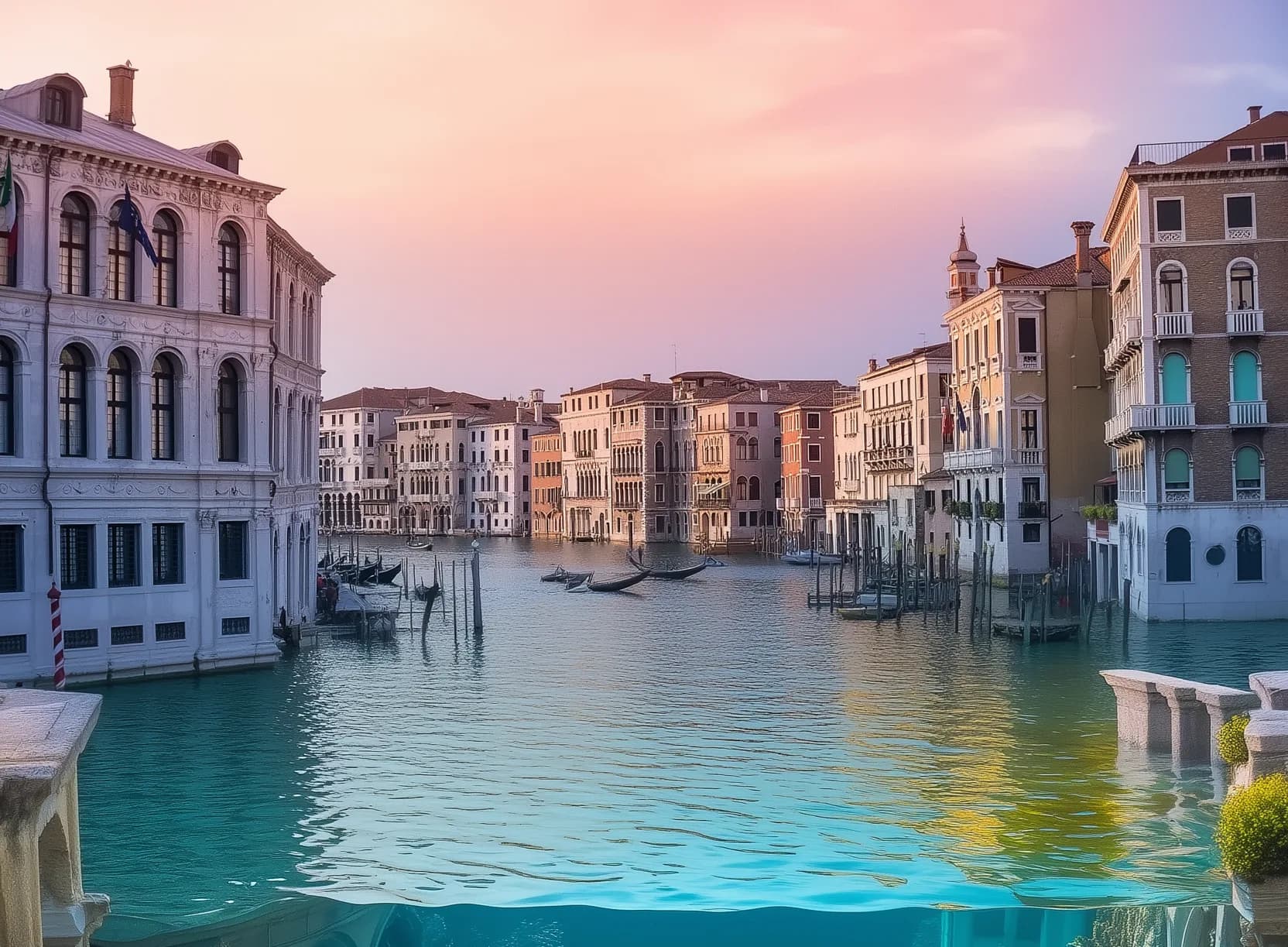 Venice canal at golden hour